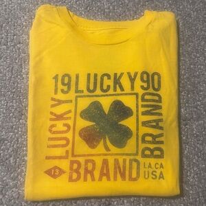 Lucky Brand Yellow Short Sleeve Tee with Graphic Design